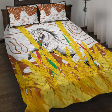 Burkina Faso Rising Horse Quilt Bed Set Golden Harvest and National Pride TS04