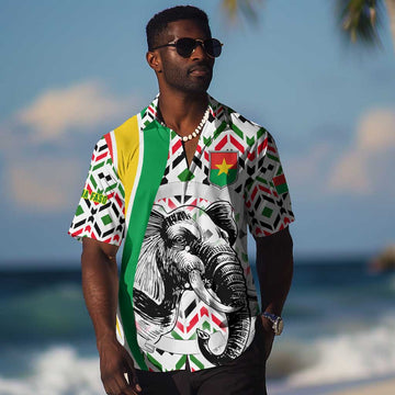 Burkina Faso Hawaiian Shirt Red Green Black Geometric TS04