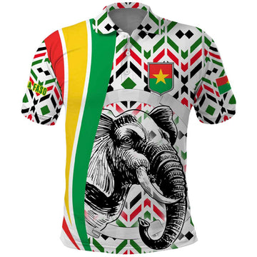 Burkina Faso Polo Shirt with Red Green Black Geometric Design TS04