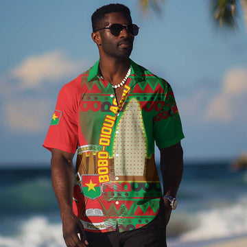 Burkina Faso Hawaiian Shirt Tribal Design and Bobo Dioulasso Landmark TS04