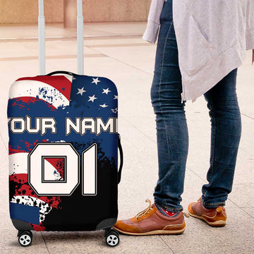 BMX Life Graphic Luggage Cover with American Flag and Custom Rider Number Design TS04