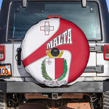 Malta Spare Tire Cover with Coat of Arms and Island Map Design TS04
