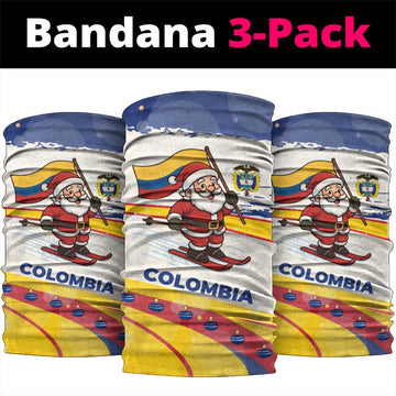 Colombia Christmas Neck Gaiter with Santa Skiing Colombian Flag and Holiday Ornament TS04