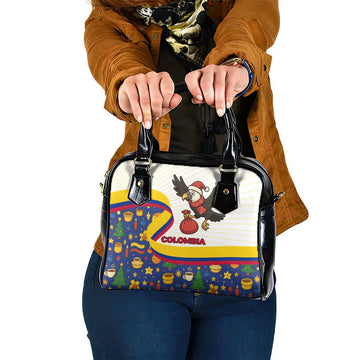 Colombia Christmas Shoulder Handbag with Santa Condor Gift Bag and Holiday Food Pattern TS04
