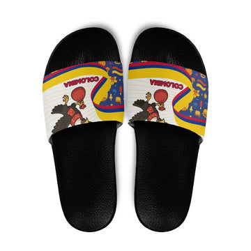 Colombia Christmas Slide Sandals with Santa Condor Gift Bag and Holiday Food Pattern TS04