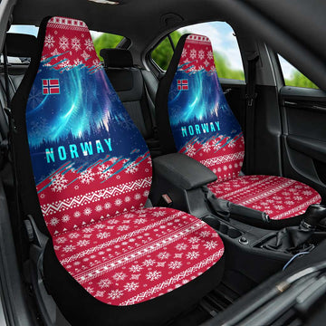Norway Christmas Car Seat Cover with Northern Lights Snowflake Pattern and Nordic Forest TS04
