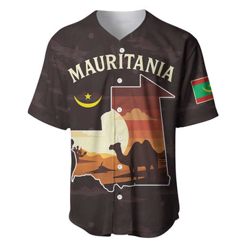 Mauritania Baseball Jersey - Desert Sunset Camel Silhouette and Flag Accents TS04