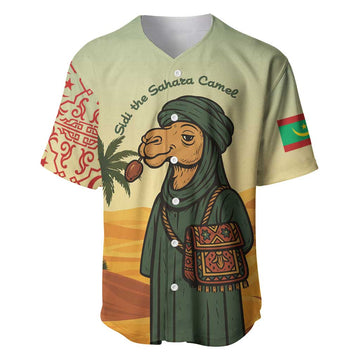 Mauritania Baseball Jersey - Sidi the Sahara Camel Cartoon and Desert Caravan Design TS04