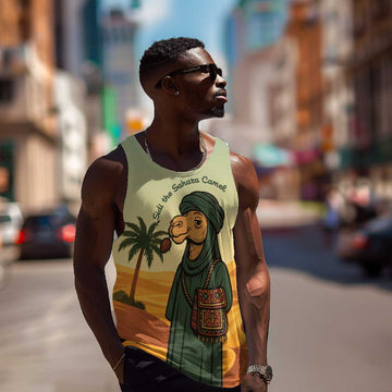 Mauritania Men Tank Top - Sidi the Sahara Camel Cartoon and Desert Caravan Design TS04