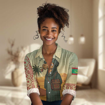 Mauritania Women Casual Shirt - Sidi the Sahara Camel Cartoon and Desert Caravan Design TS04