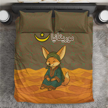 Mauritania Bedding Set - Cute Fennec Fox and Arabic Calligraphy Desert Design TS04