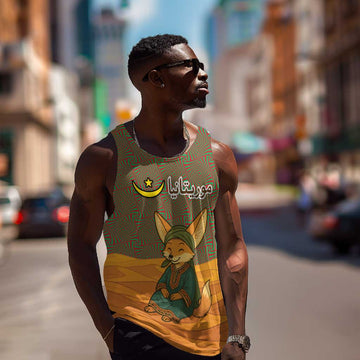 Mauritania Men Tank Top - Cute Fennec Fox and Arabic Calligraphy Desert Design TS04