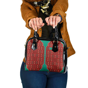 Turkmenistan Traditional Carpet Pattern Shoulder Handbag with National Flag TS04