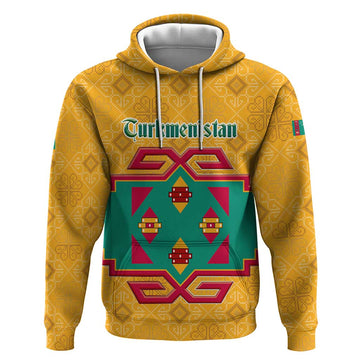 Turkmenistan Traditional Carpet Motif Hoodie with Ethnic Pattern Design TS04