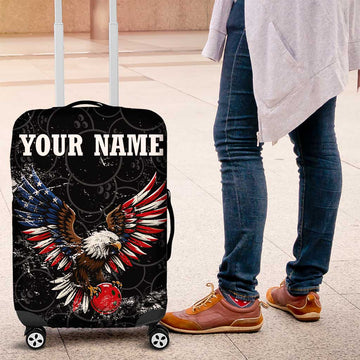 American Eagle Bowling Luggage Cover with Distressed Flag and Grunge Pattern in Red White and Blue TS04