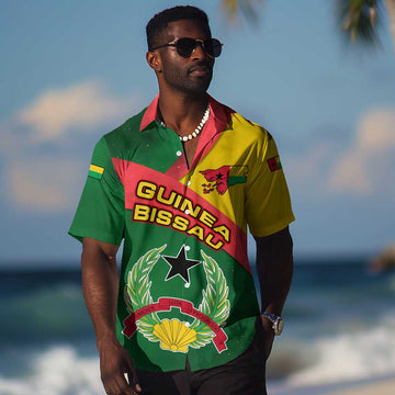 Guinea Bissau Hawaiian Shirt Green Yellow Red Swirl TS04