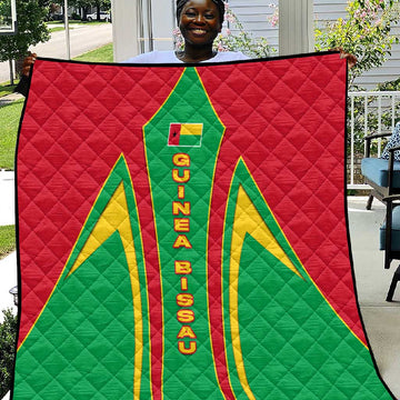 Guinea Bissau Quilt Red Green Yellow Stripe Design and Black Star TS04