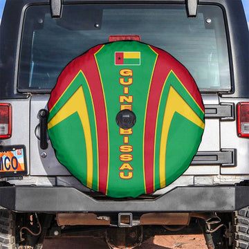 Guinea Bissau Spare Tire Cover with Red Green Yellow Stripe Design and Black Star TS04