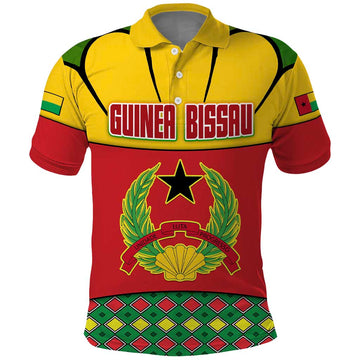 Guinea Bissau Polo Shirt with Red Yellow Green Geometric Design TS04