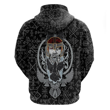 Viking Odin Hoodie The All-Father God in Norse Mythology with Runes Pattern TS04
