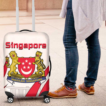 Singapore National Crest Luggage Cover with City Skyline and Lion Design TS04