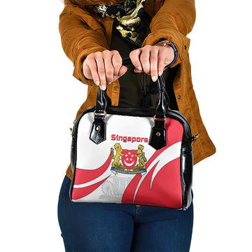 Singapore National Crest Shoulder Handbag with City Skyline and Lion Design TS04