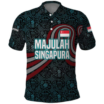 Singapore Polo Shirt with National Icons and Majulah Singapura Script TS04
