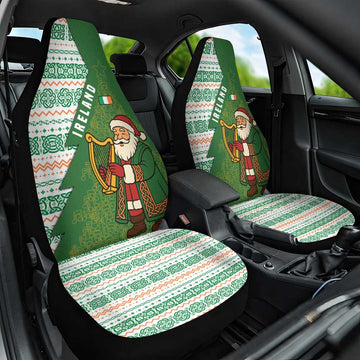 Ireland Christmas Car Seat Cover with Celtic Harp Santa and Green Holiday Pattern TS04
