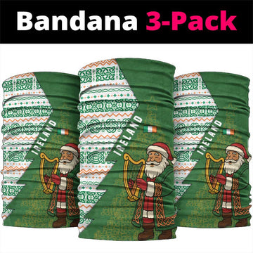 Ireland Christmas Neck Gaiter with Celtic Harp Santa and Green Holiday Pattern TS04