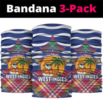 West Indies Christmas Neck Gaiter with Tropical Snowman Palm Tree Gingerbread and Plaid Design TS04