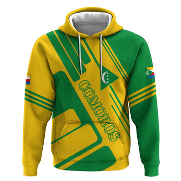 Comoros Flag Hoodie with Green and Yellow Design and National Emblem TS04
