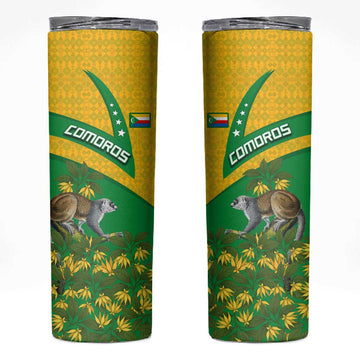 Comoros Skinny Tumbler - National Flag Lemur Design and Ylang Ylang Flower Pattern TS04