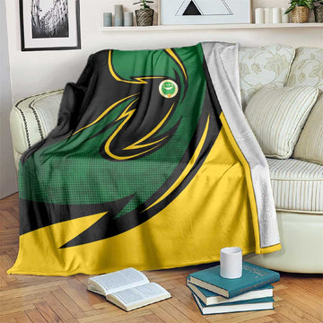 Comoros Blanket - Green Black Yellow Swirl Design and National Emblem Pattern TS04