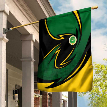 Comoros Garden Flag - Green Black Yellow Swirl Design and National Emblem Pattern TS04