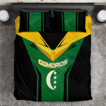 Comoros Bedding Set - National Colors Green Yellow Black Crescent Moon and Stars Emblem TS04