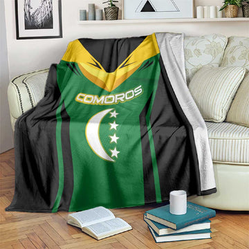 Comoros Blanket - National Colors Green Yellow Black Crescent Moon and Stars Emblem TS04