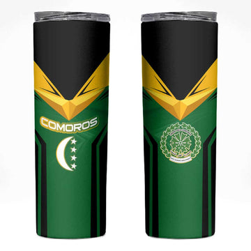 Comoros Skinny Tumbler - National Colors Green Yellow Black Crescent Moon and Stars Emblem TS04