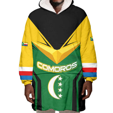 Comoros Wearable Blanket Hoodie - National Colors Green Yellow Black Crescent Moon and Stars Emblem TS04