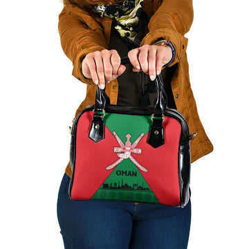 Oman Shoulder Handbag with National Flag Colors and Crossed Khanjar Emblem Design TS04