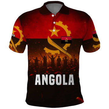Angola Polo Shirt with Red Black Yellow Grunge Design TS04