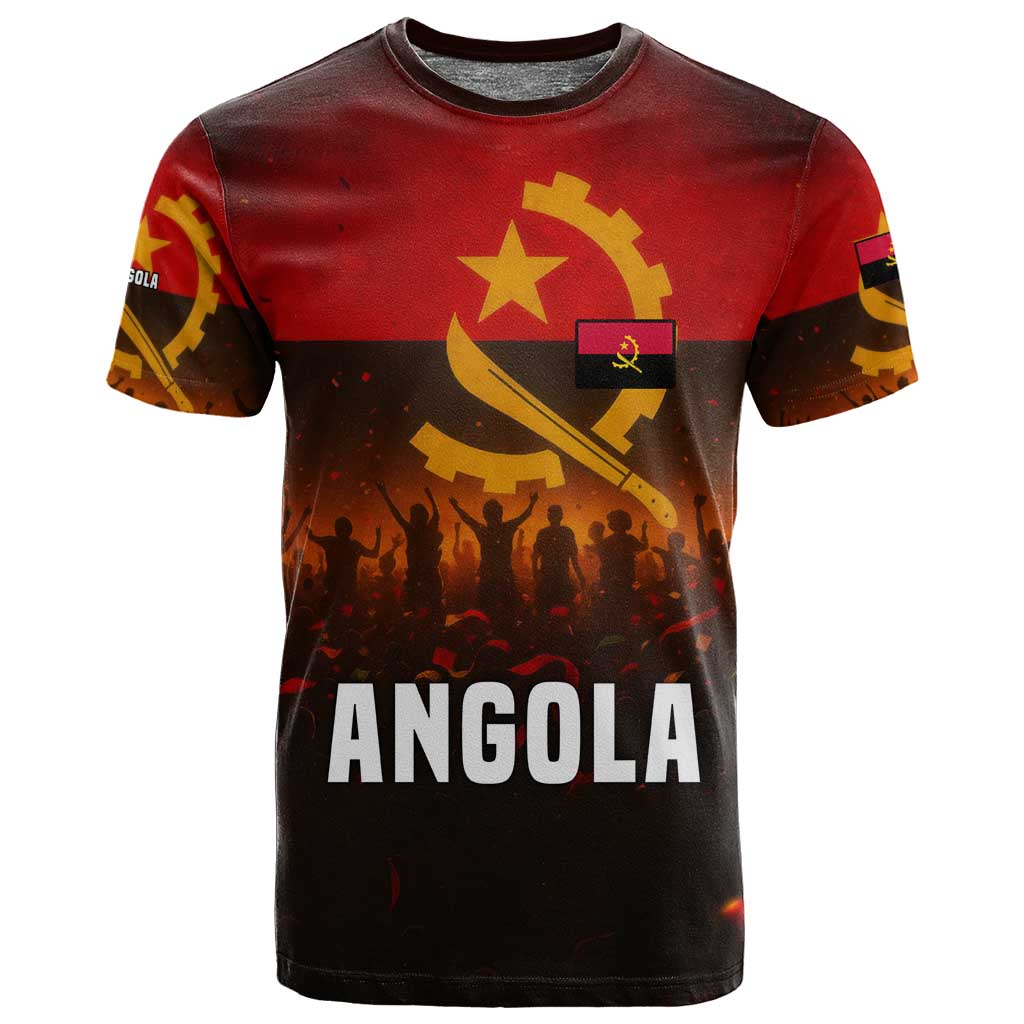 Angola T shirt Red Black Yellow Grunge TS04