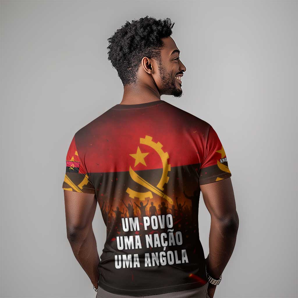 Angola T shirt Red Black Yellow Grunge TS04