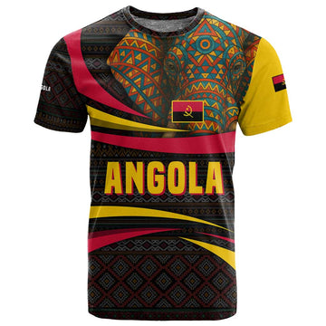 Angola T shirt Red Black Yellow Tribal and Elephant TS04