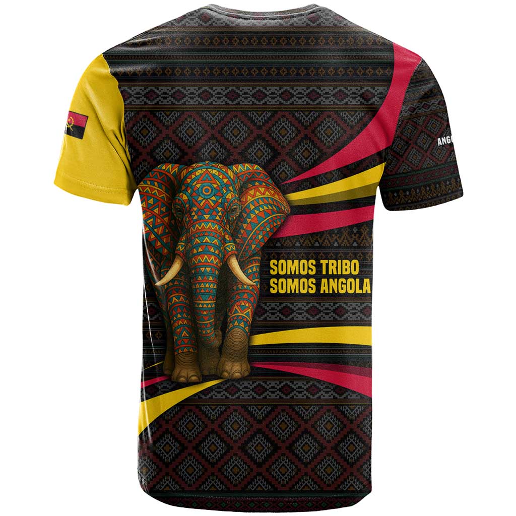 Angola T shirt Red Black Yellow Tribal and Elephant TS04