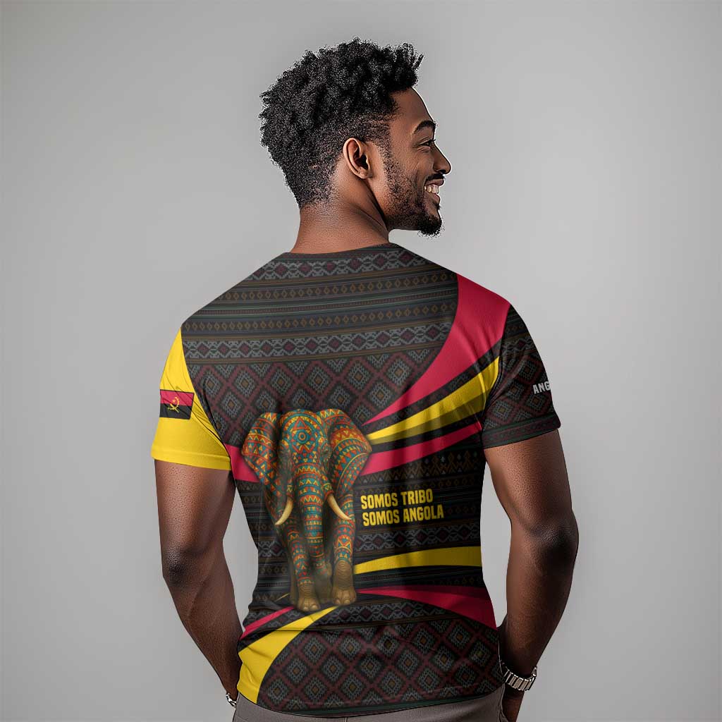 Angola T shirt Red Black Yellow Tribal and Elephant TS04