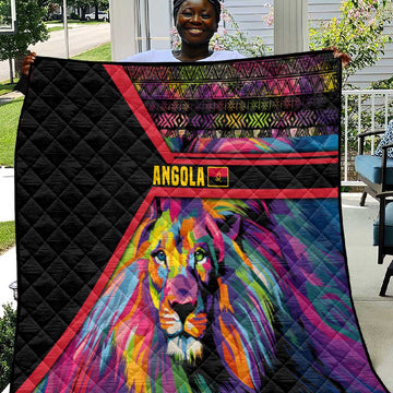 Angola Quilt Multicolor Tribal Design and Vibrant Lion TS04