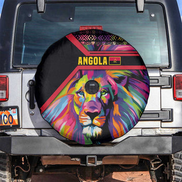 Angola Spare Tire Cover with Multicolor Tribal Design and Vibrant Lion TS04