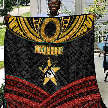 Mozambique Quilt Black Red Tribal Design Map TS04