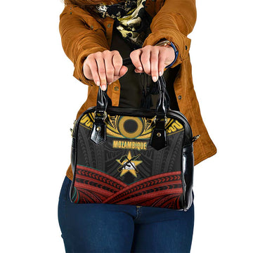 Mozambique Shoulder Handbag with Black Red Tribal Design and National Map Pattern TS04