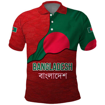 Bangladesh Polo Shirt with National Flag Design and Bengali Script TS04